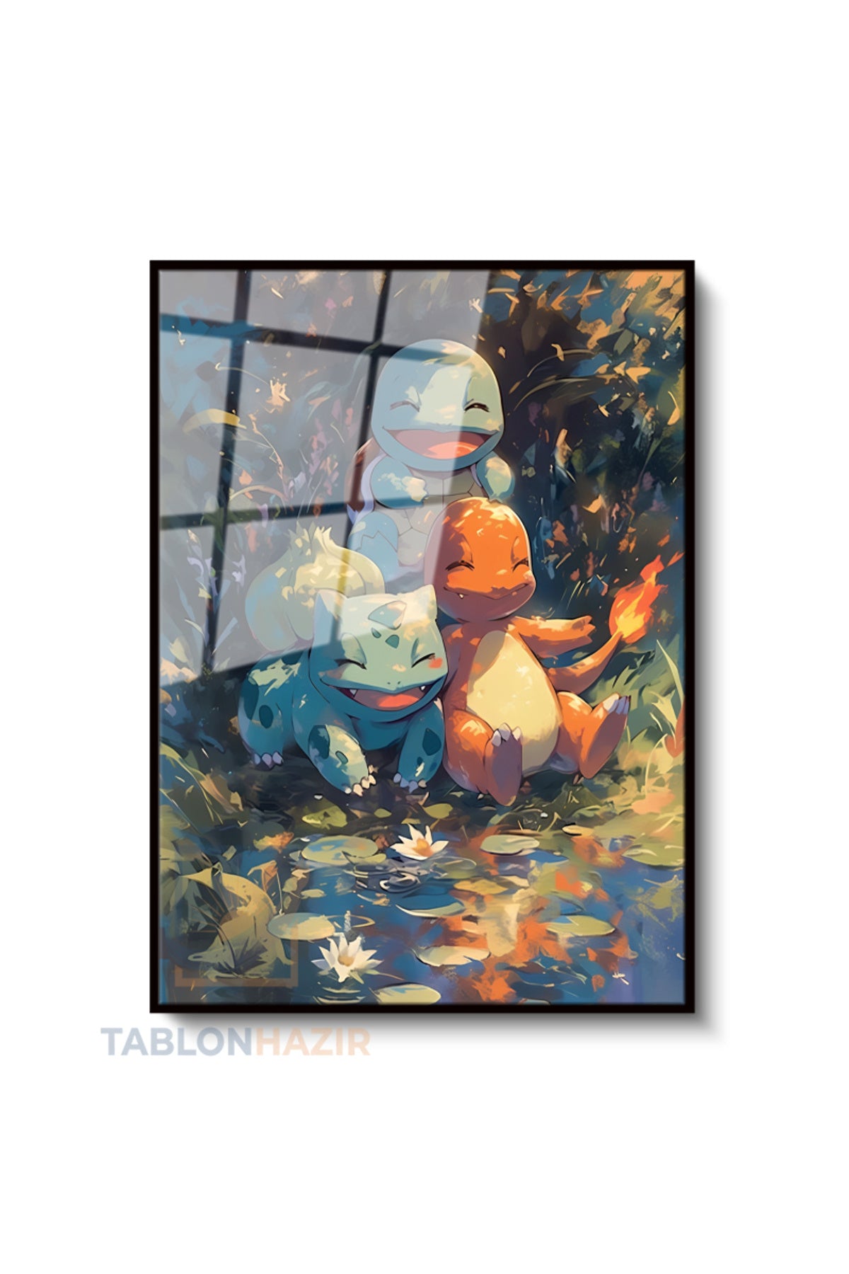 Dikey Çerçeveli Cam Pokemon3 Modern Ev Dekoru Duvar Sanatı Ev Ofis Tablosu