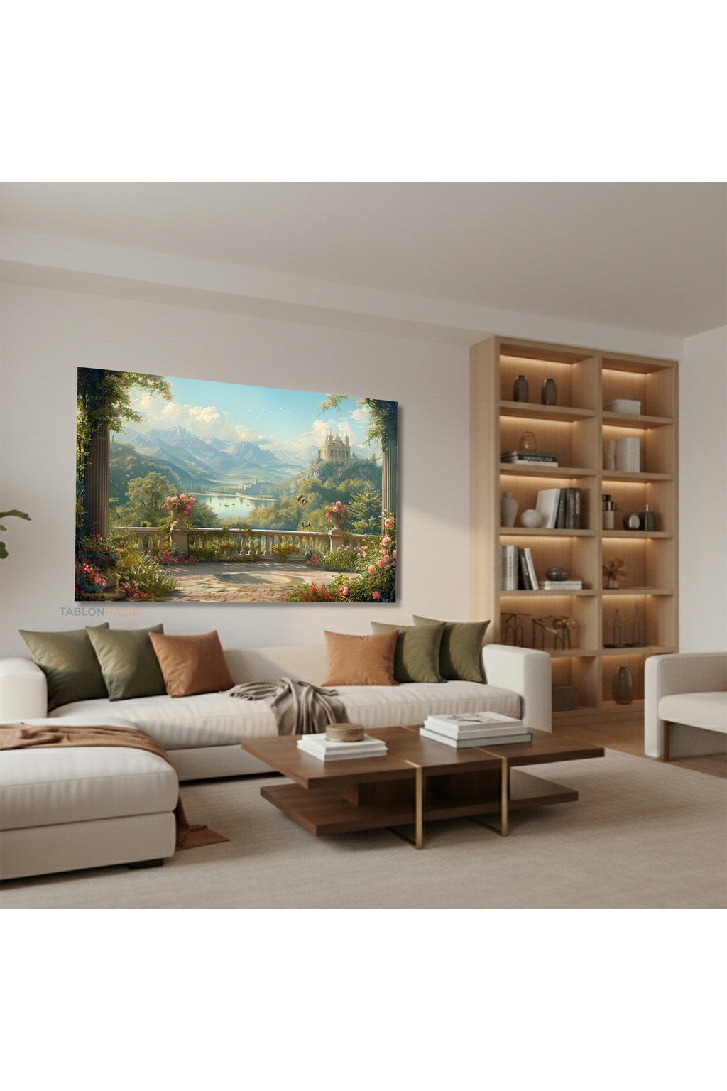 Yatay Kanvas Duvar Tablosu Balkon Manzarasi Salon Tablosu Ofis Tablosu Yeni Ev Hediyesi Dekorasyon