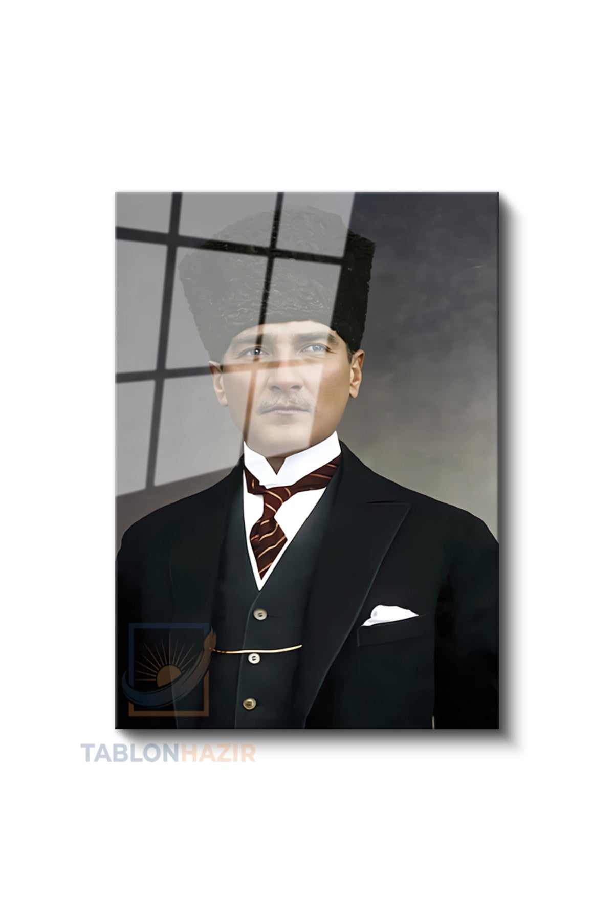 Dikey Cam Tablo Salon Duvar Tablosu Dikey Cam Cam Ata 036 Yeni Ev Hediyesi Ofis Tablosu