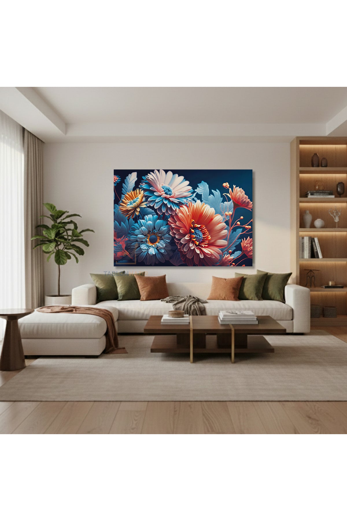 Yatay Kanvas Duvar Tablosu Rengarenkcicekler Salon Tablosu Ofis Tablosu Yeni Ev Hediyesi Dekorasyon