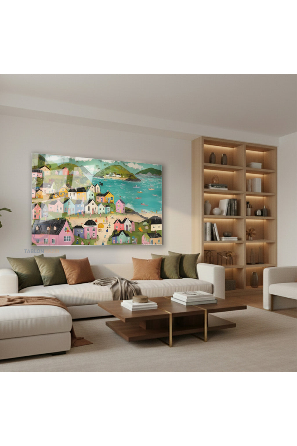 Yatay Cam Tablo Salon Duvar Tablosu Yatay Cam Soyutmanzara6 Yeni Ev Hediyesi Ofis Tablosu