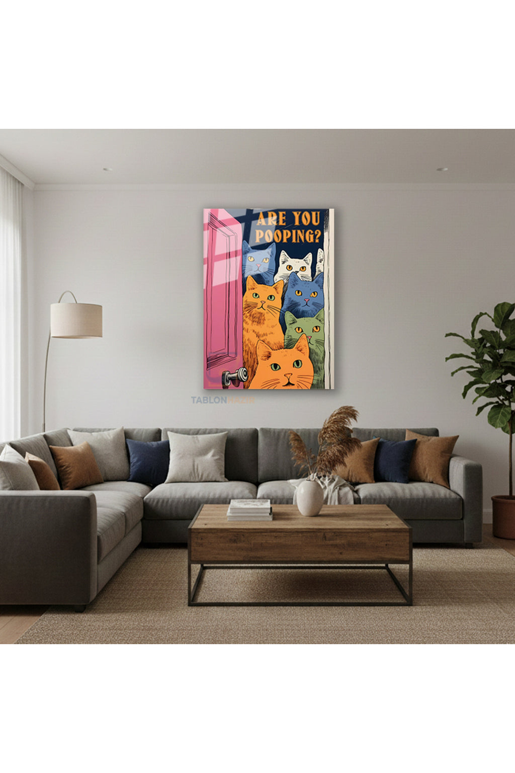 Dikey Cam Tablo Salon Duvar Tablosu Dikey Cam Kedilerr Yeni Ev Hediyesi Ofis Tablosu