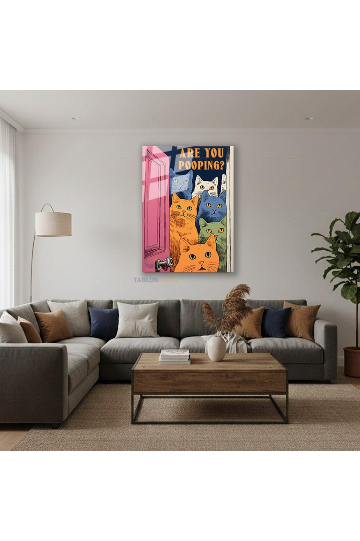 Dikey Cam Tablo Salon Duvar Tablosu Dikey Cam Kedilerr Yeni Ev Hediyesi Ofis Tablosu