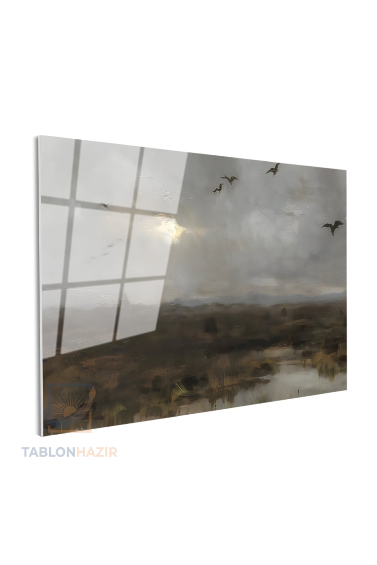 Yatay Cam Tablo Salon Duvar Tablosu Yatay Cam Vintagegokyuzu Yeni Ev Hediyesi Ofis Tablosu