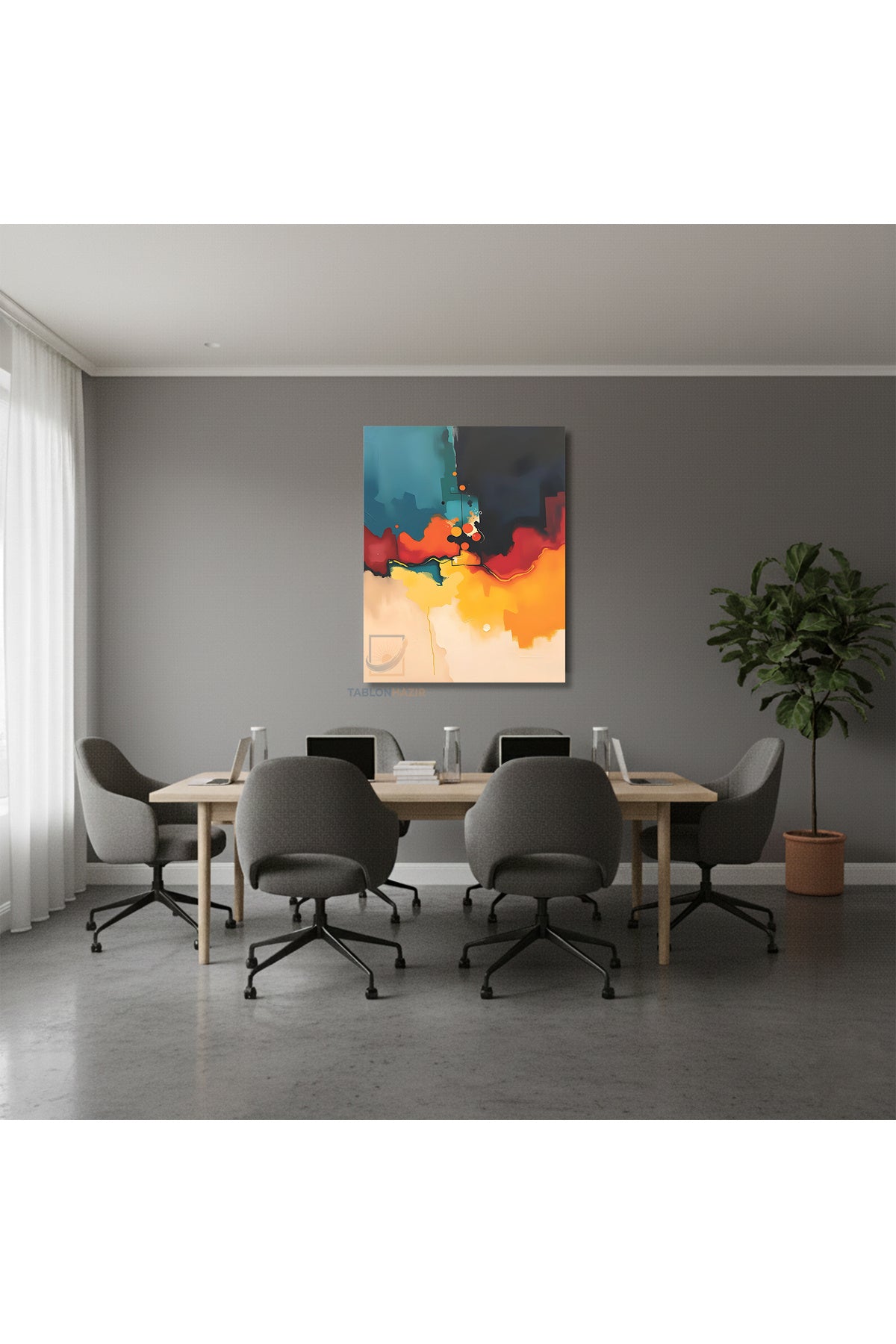 Dikey Kanvas Tablo Salon Duvar Tablosu Soyut 0035 Yeni Ev Hediyesi Ofis Tablosu