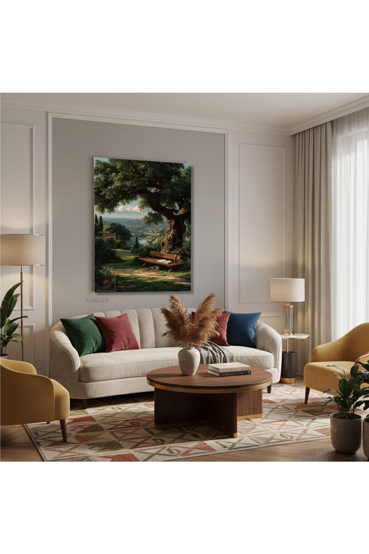 Dikey Kanvas Tablo Salon Duvar Tablosu Kitap Manzara Yeni Ev Hediyesi Ofis Tablosu