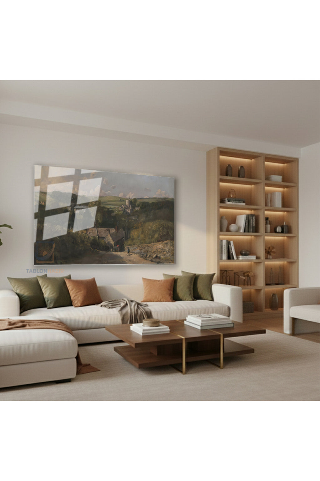 Yatay Cam Tablo Salon Duvar Tablosu Yatay Cam Klasik Manzara 8 Yeni Ev Hediyesi Ofis Tablosu