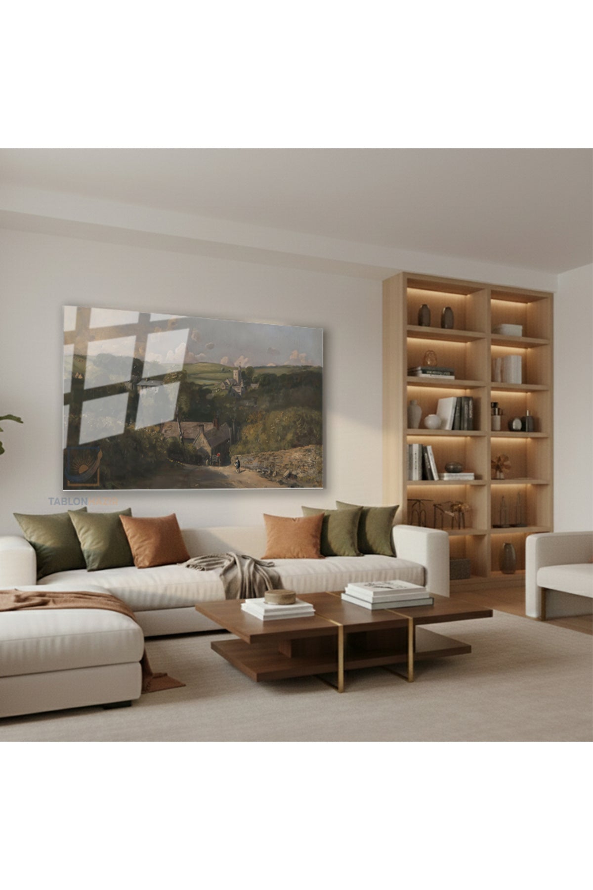 Yatay Cam Tablo Salon Duvar Tablosu Yatay Cam Klasik Manzara 8 Yeni Ev Hediyesi Ofis Tablosu