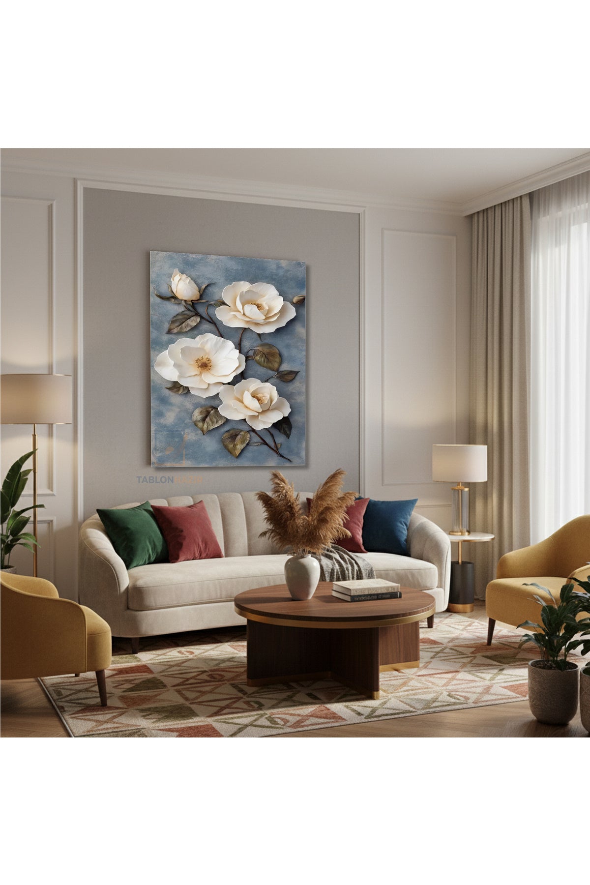 Dikey Kanvas Tablo Salon Duvar Tablosu Güzel Çiçekler Yeni Ev Hediyesi Ofis Tablosu