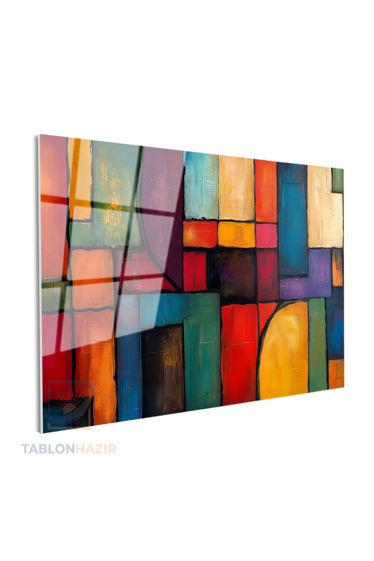 Yatay Cam Tablo Salon Duvar Tablosu Yatay Cam Soyutgeometriksanat2 Yeni Ev Hediyesi Ofis Tablosu