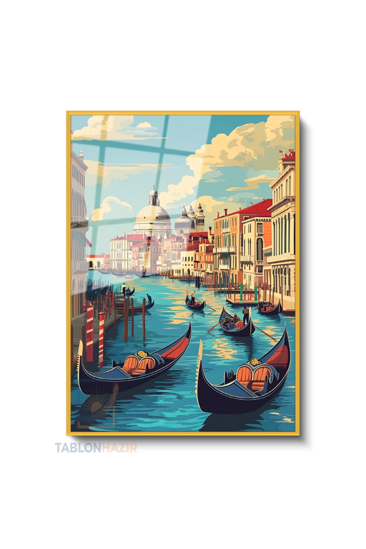 Dikey Çerçeveli Cam Venedik Soyut Modern Ev Dekoru Duvar Sanatı Ev Ofis Tablosu