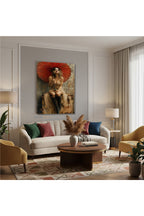 Dikey Kanvas Tablo Salon Duvar Tablosu Kirmizi Semsiyeli Kiz Yeni Ev Hediyesi Ofis Tablosu