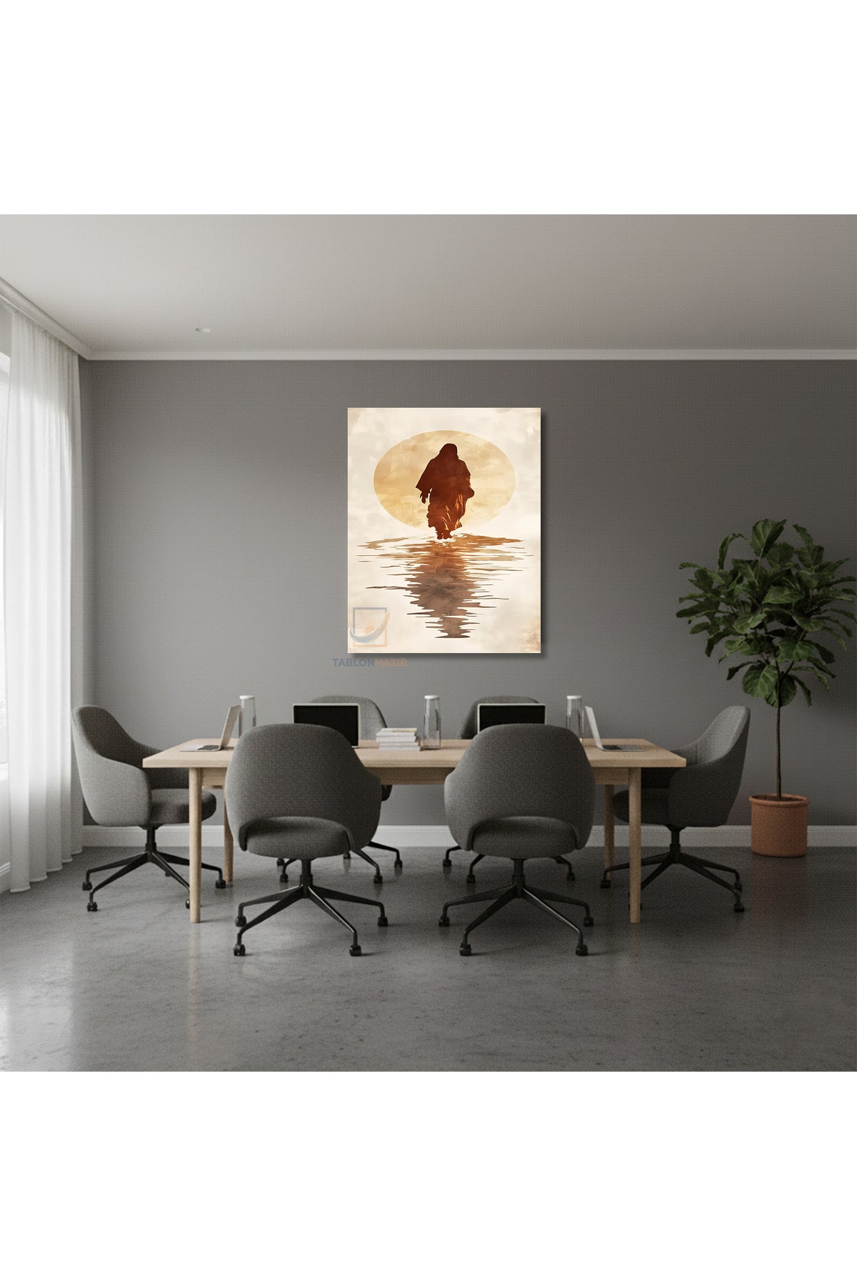 Dikey Kanvas Tablo Salon Duvar Tablosu Isa Suyun Ustunde Yeni Ev Hediyesi Ofis Tablosu