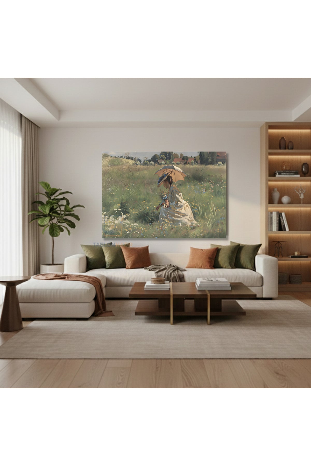 Yatay Kanvas Duvar Tablosu Vintagesemsiyelikadin Salon Tablosu Ofis Tablosu Ev Hediyesi Dekorasyon