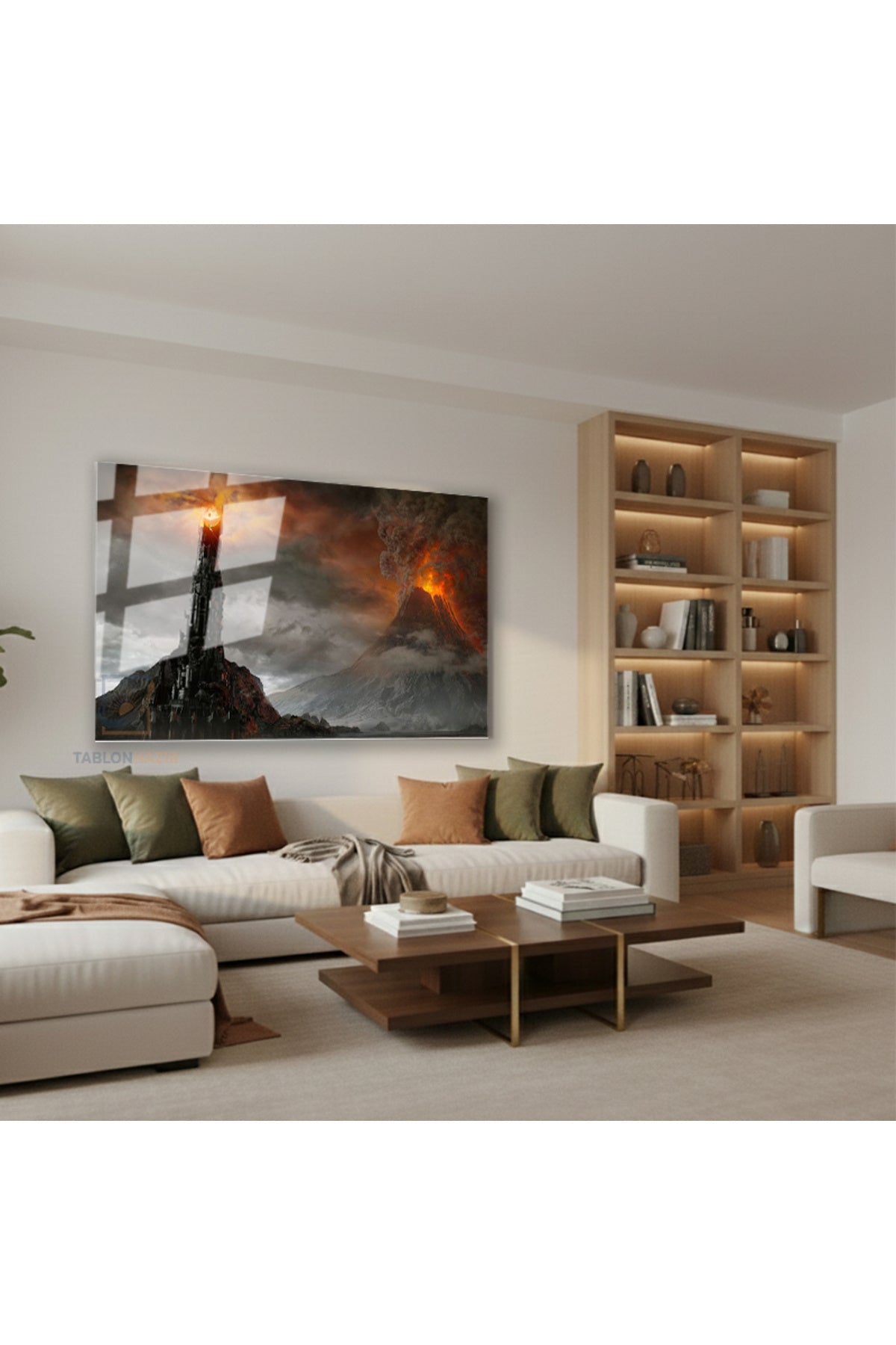 Yatay Cam Tablo Salon Duvar Tablosu Yatay Cam Lotr Mordor Gercekci Yeni Ev Hediyesi Ofis Tablosu