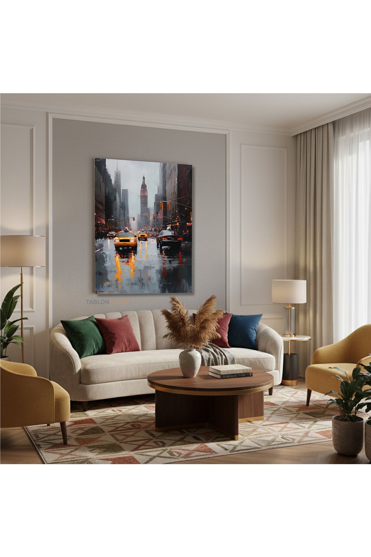Dikey Kanvas Tablo Salon Duvar Tablosu Sehir Trafik Yeni Ev Hediyesi Ofis Tablosu