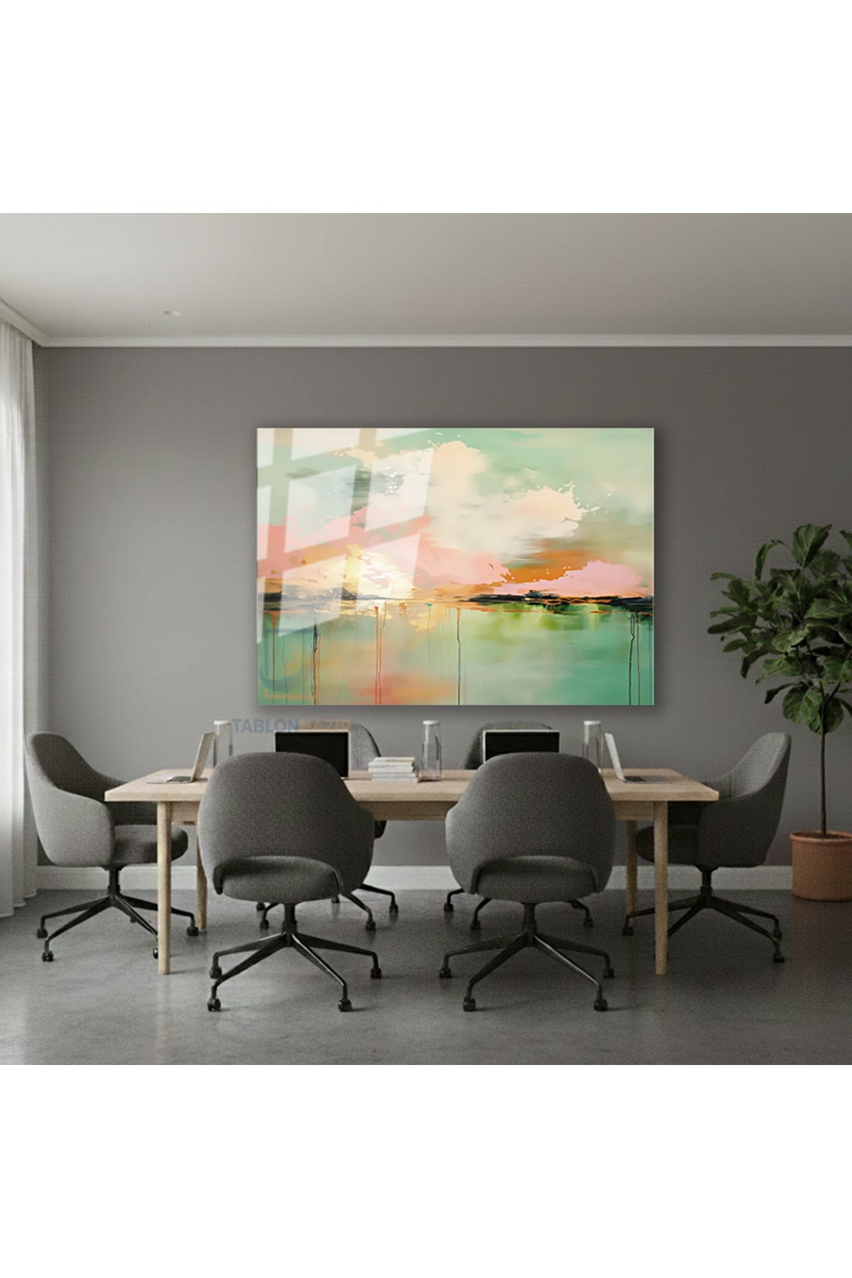 Yatay Cam Tablo Salon Duvar Tablosu Yatay Cam Soyutgunbatimi Yeni Ev Hediyesi Ofis Tablosu