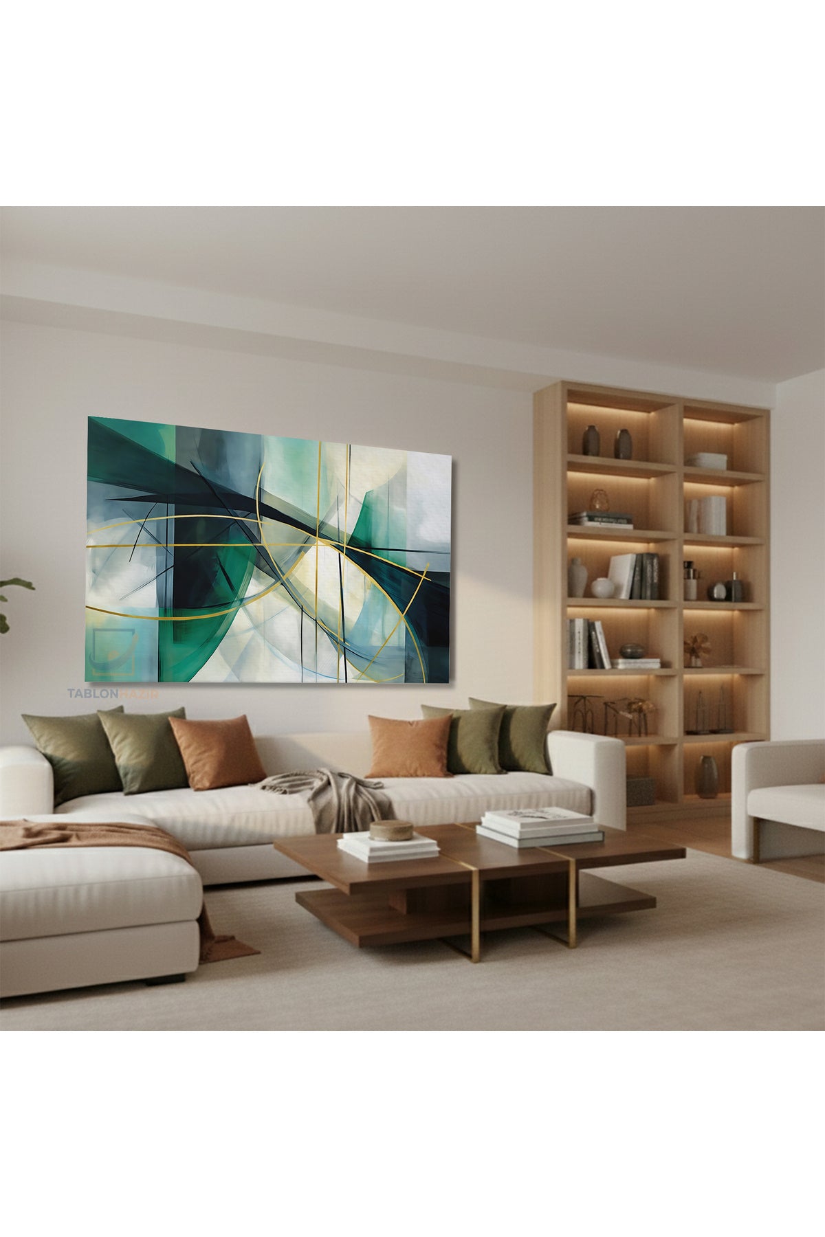 Yatay Kanvas Duvar Tablosu Soyutyesilaltin Salon Tablosu Ofis Tablosu Yeni Ev Hediyesi Dekorasyon