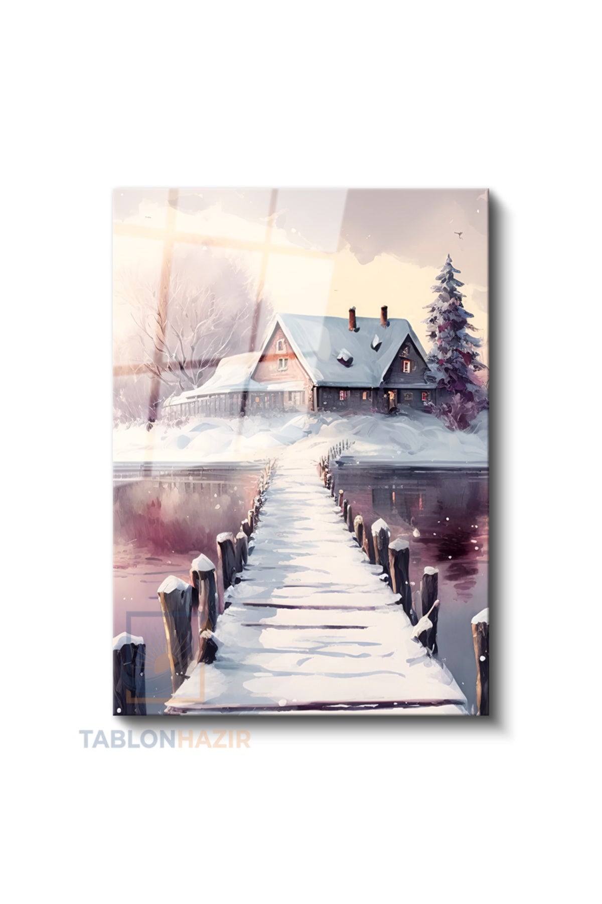 Dikey Cam Tablo Salon Duvar Tablosu Dikey Cam Kar Manzara Gol Yeni Ev Hediyesi Ofis Tablosu