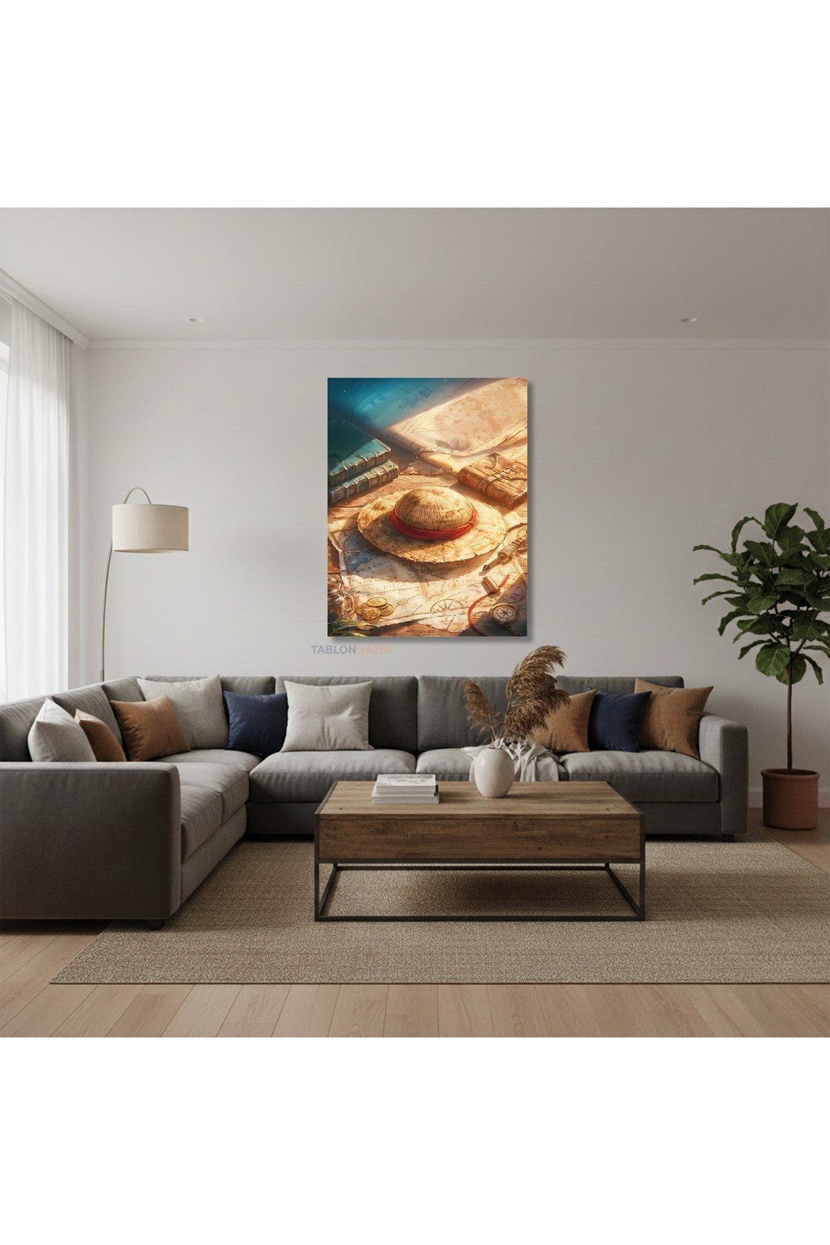 Dikey Kanvas Tablo Salon Duvar Tablosu Onepiece Şapka Yeni Ev Hediyesi Ofis Tablosu