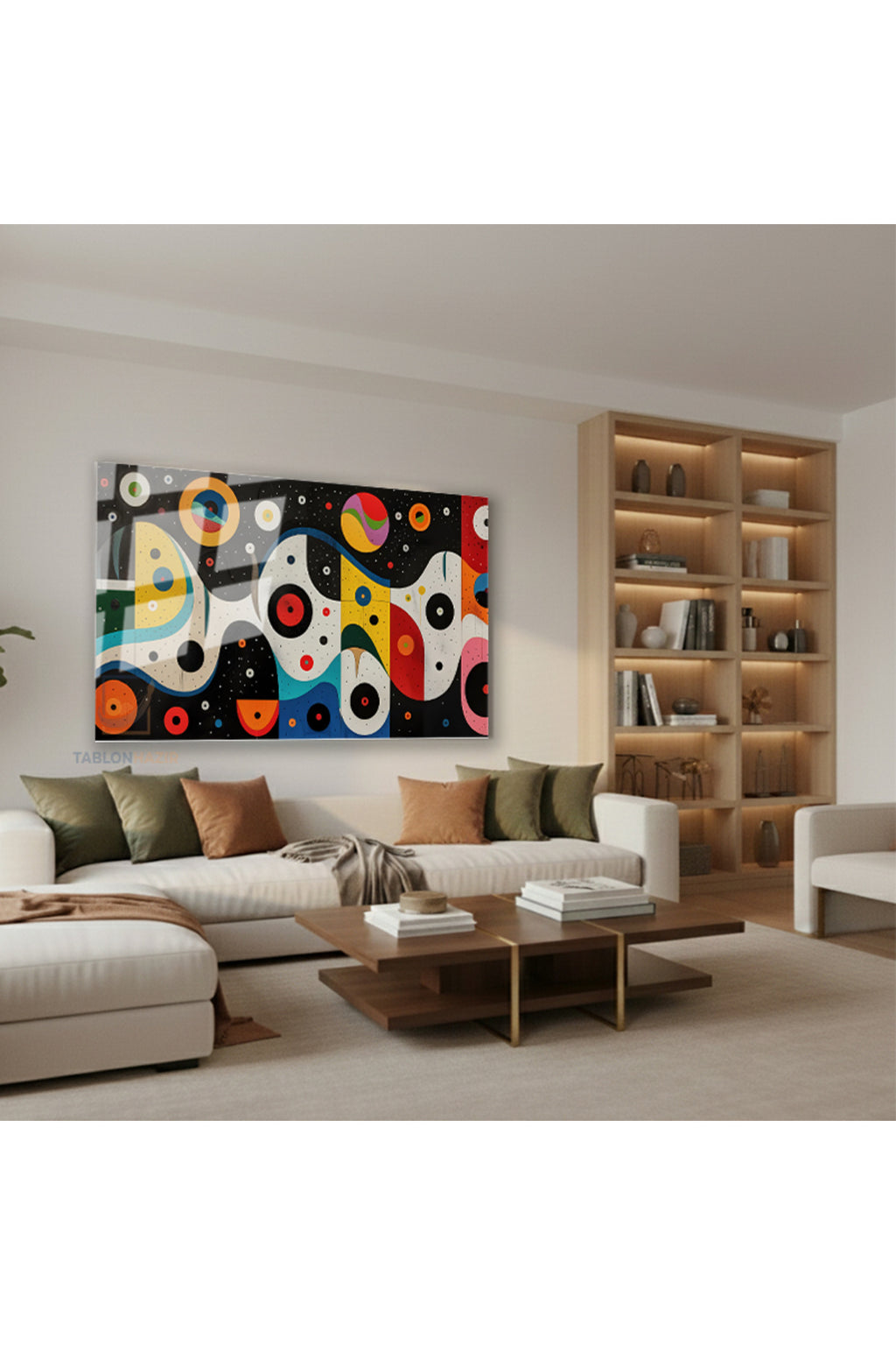 Yatay Cam Tablo Salon Duvar Tablosu Yatay Cam Soyut Renkli Sekiller Yeni Ev Hediyesi Ofis Tablosu