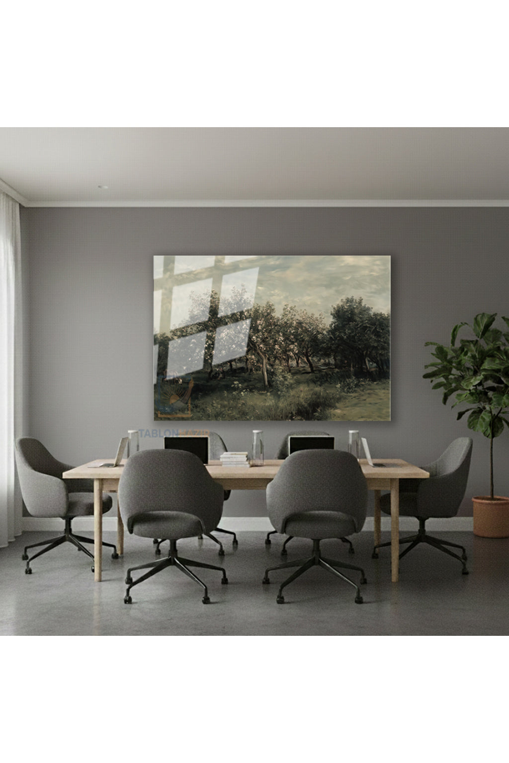 Yatay Cam Tablo Salon Duvar Tablosu Yatay Cam Yesilagaclar Yeni Ev Hediyesi Ofis Tablosu