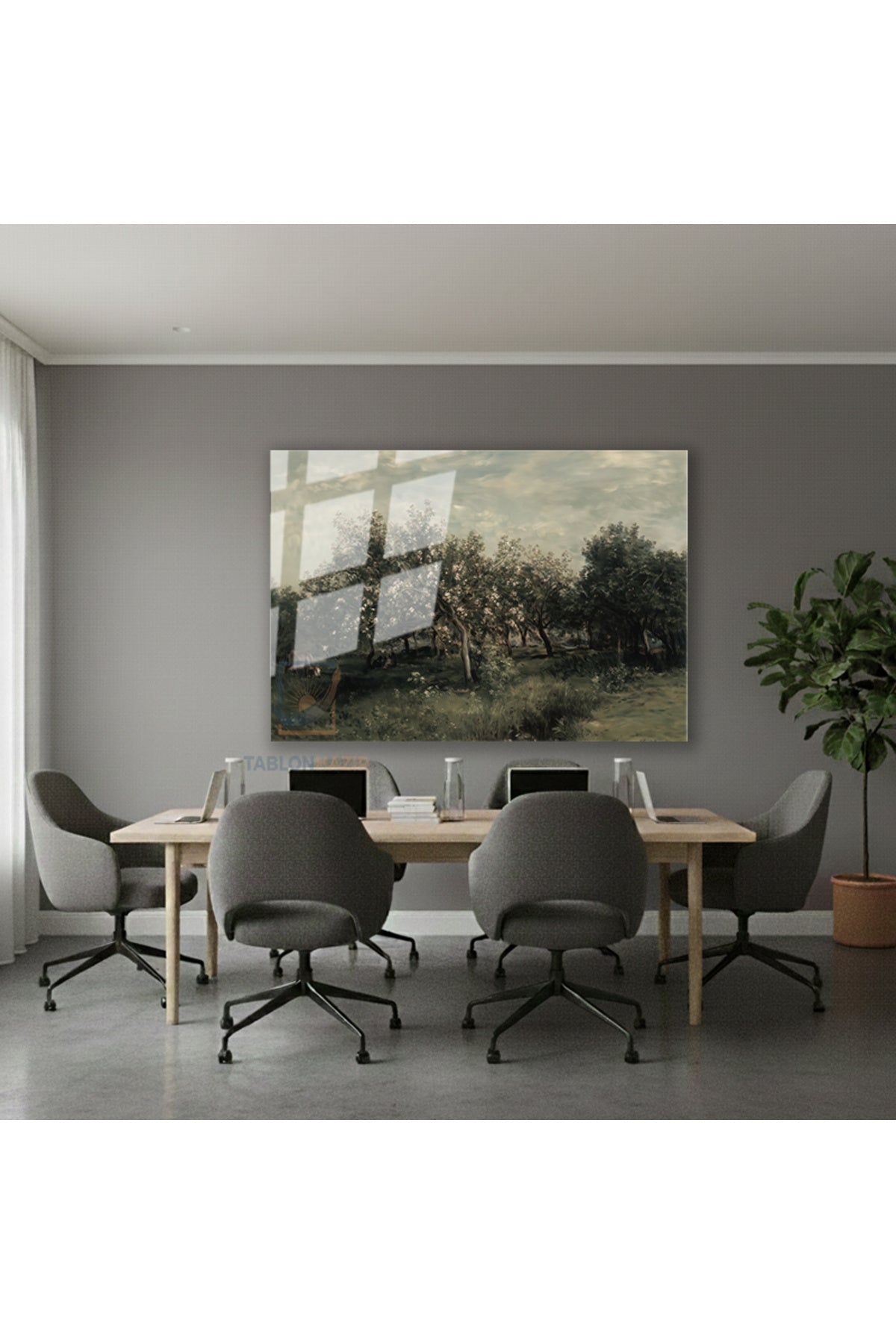 Yatay Cam Tablo Salon Duvar Tablosu Yatay Cam Yesilagaclar Yeni Ev Hediyesi Ofis Tablosu