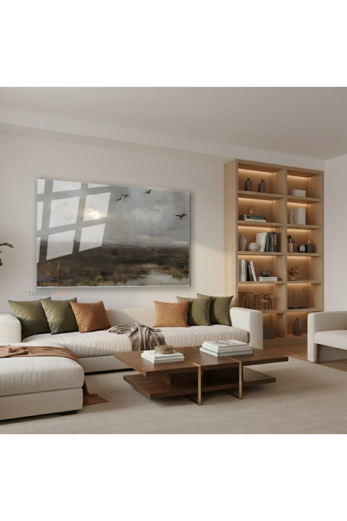 Yatay Cam Tablo Salon Duvar Tablosu Yatay Cam Vintagegokyuzu Yeni Ev Hediyesi Ofis Tablosu