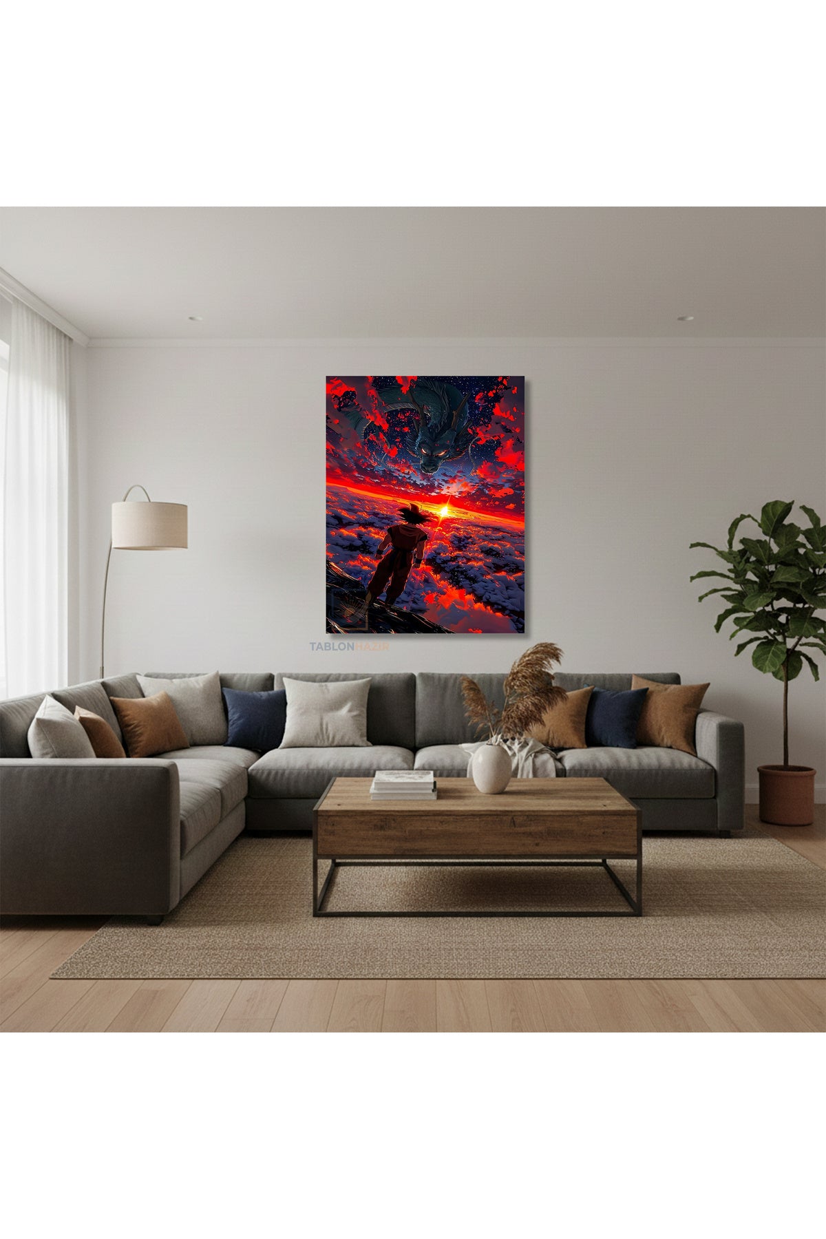 Dikey Kanvas Tablo Salon Duvar Tablosu Goku Dragon Yeni Ev Hediyesi Ofis Tablosu