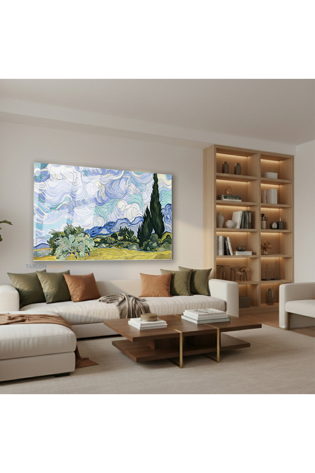 Yatay Cam Tablo Salon Duvar Tablosu Yatay Cam Soyutdogamanzarasi Yeni Ev Hediyesi Ofis Tablosu