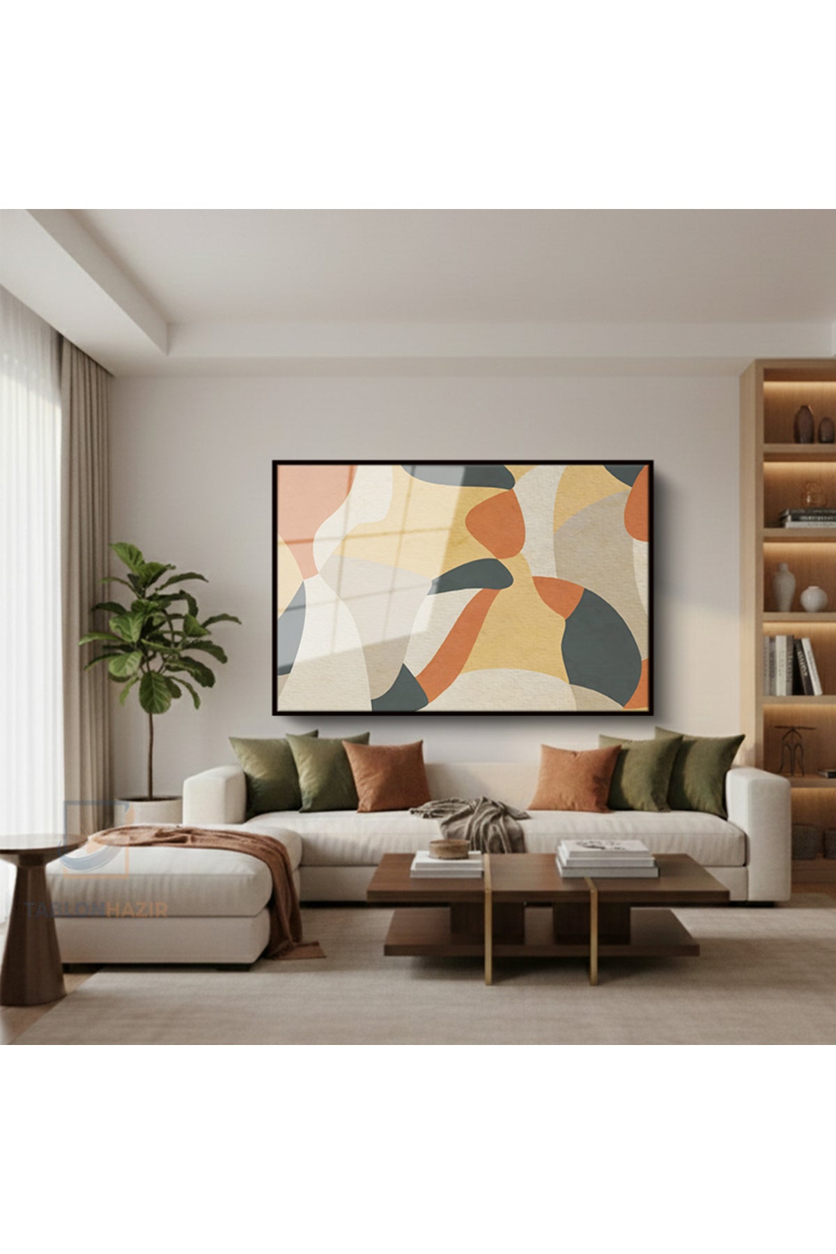 Çerçeveli Yatay Cam Tablo Salon Duvar Tablosu Yatay Cam Renklidesenler Yeni Ev Hediyesi Ofis Tablosu