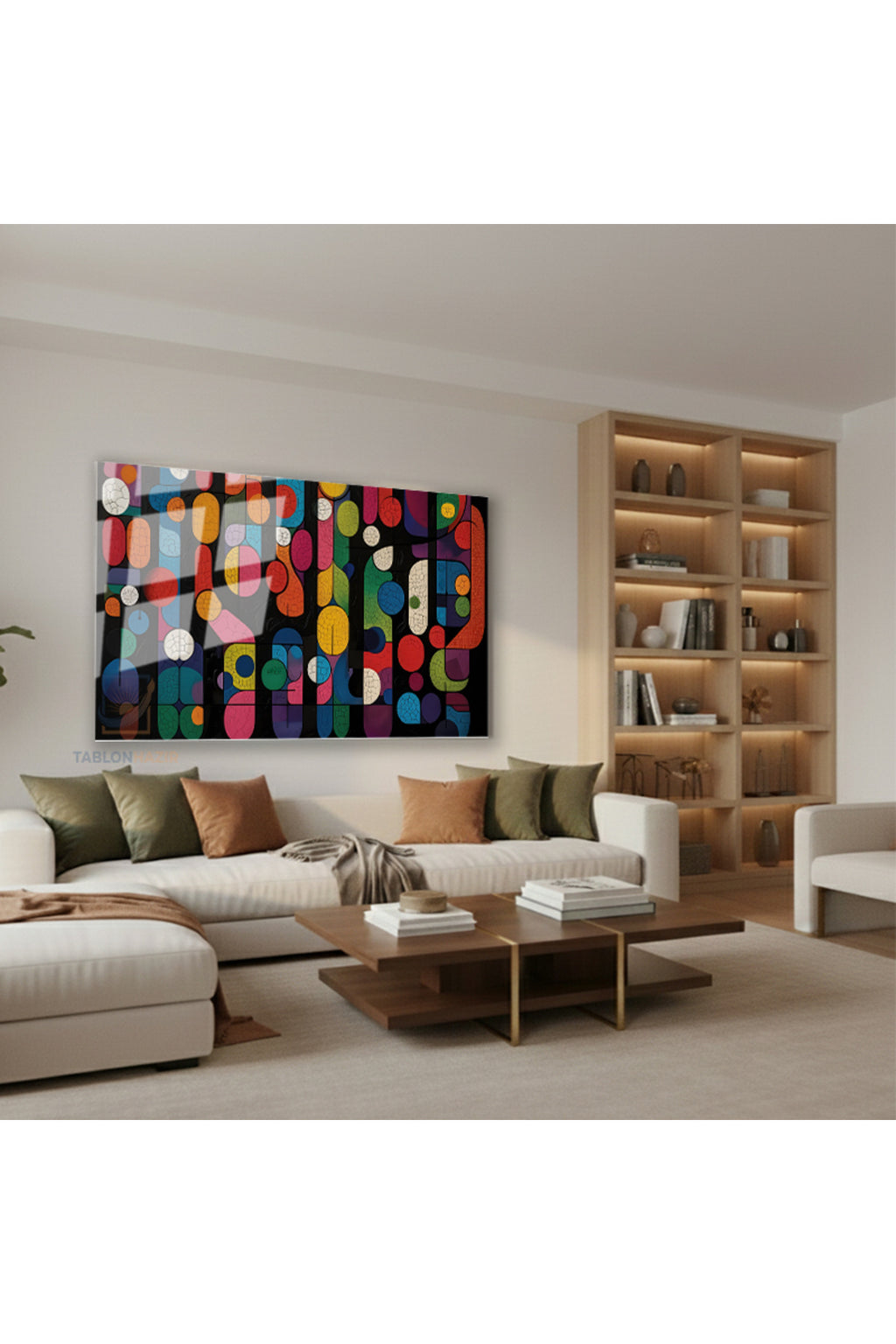 Yatay Cam Tablo Salon Duvar Tablosu Yatay Cam Soyutgeometriksanat5 Yeni Ev Hediyesi Ofis Tablosu