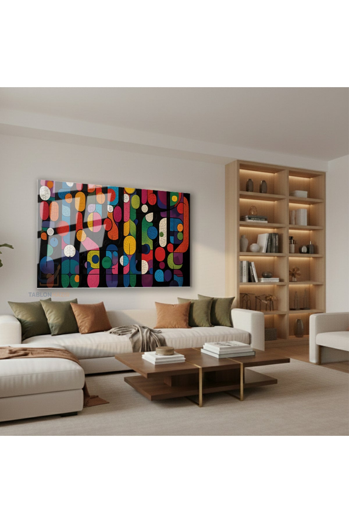 Yatay Cam Tablo Salon Duvar Tablosu Yatay Cam Soyutgeometriksanat5 Yeni Ev Hediyesi Ofis Tablosu