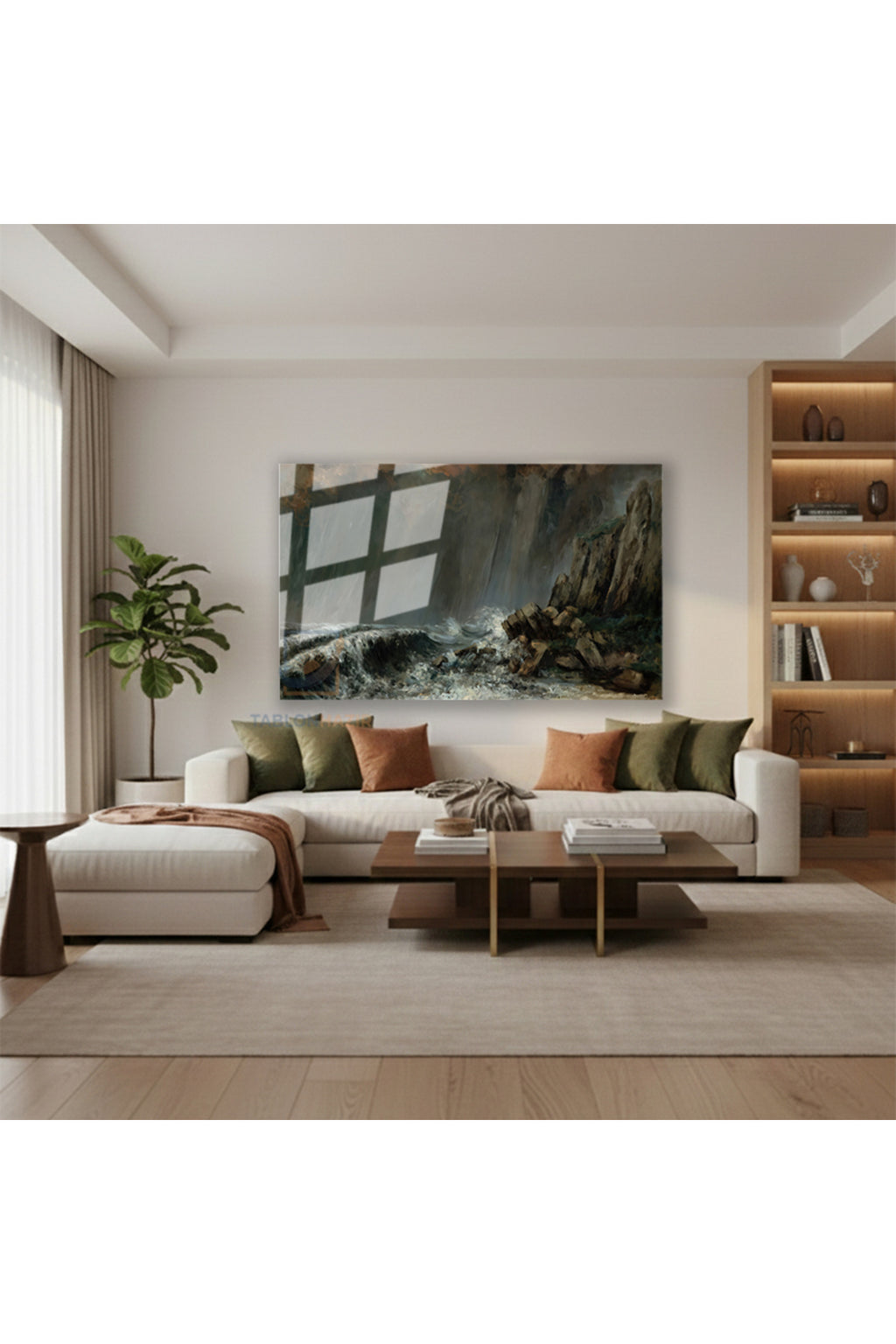 Yatay Cam Tablo Salon Duvar Tablosu Yatay Cam Firtinalideniz Yeni Ev Hediyesi Ofis Tablosu