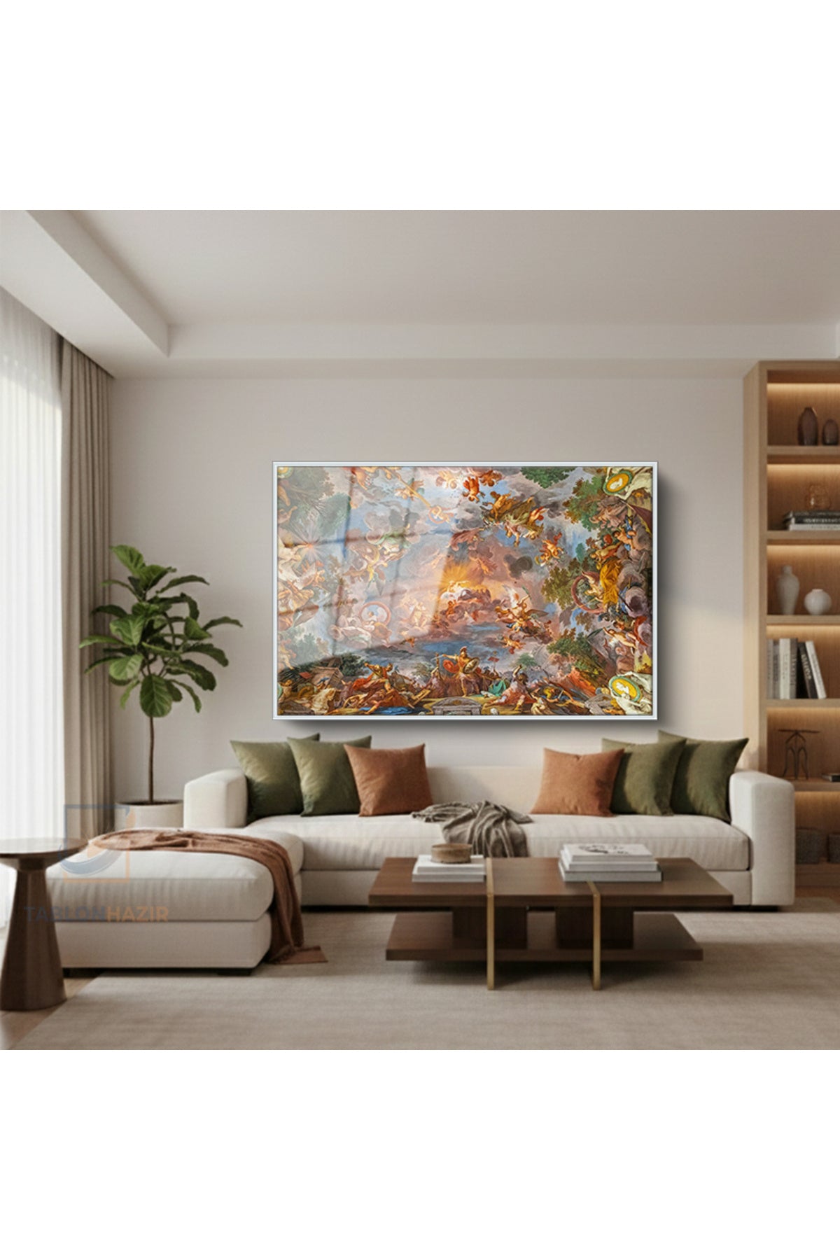 Çerçeveli Yatay Cam Tablo Salon Duvar Tablosu Yatay Cam Klasikeser Yeni Ev Hediyesi Ofis Tablosu