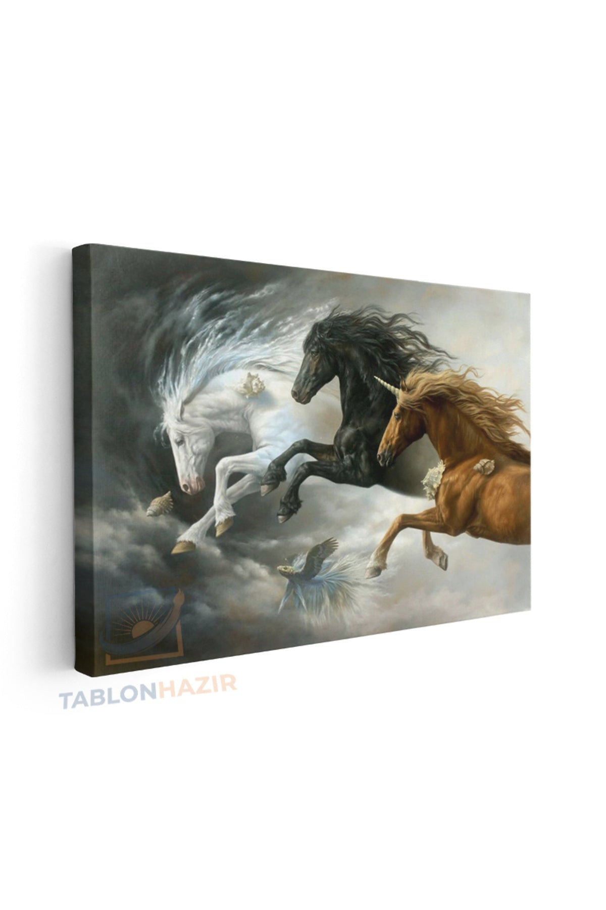 Yatay Kanvas Duvar Tablosu 3At Salon Tablosu Ofis Tablosu Yeni Ev Hediyesi Dekorasyon