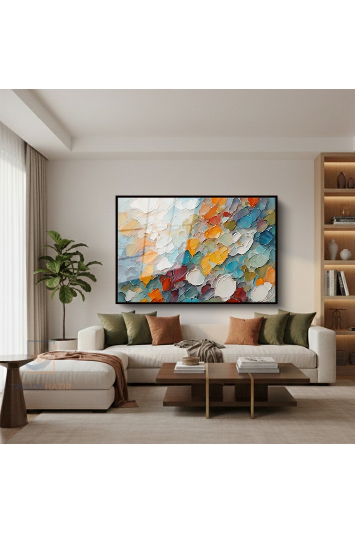 Çerçeveli Yatay Cam Tablo Salon Duvar Tablosu Yatay Cam Renklifircadarbeleri4 Ofis Tablosu
