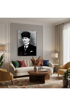 Dikey Kanvas Tablo Salon Duvar Tablosu Atatürk Karakalem Yeni Ev Hediyesi Ofis Tablosu