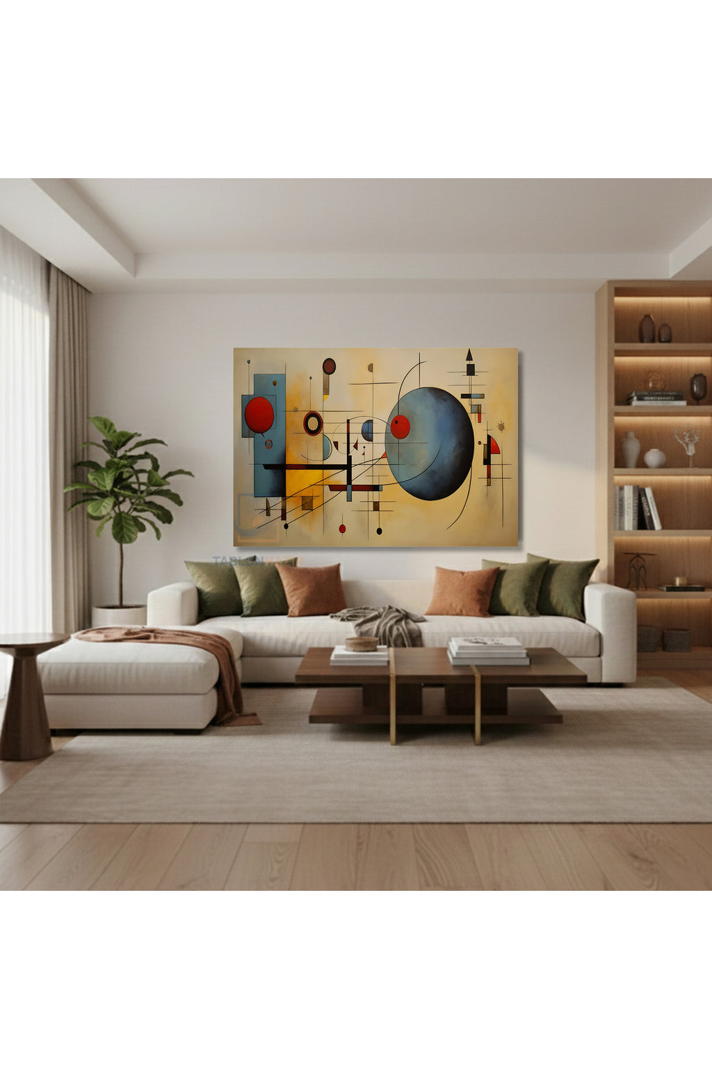 Yatay Kanvas Duvar Tablosu Geometrik Soyut Salon Tablosu Ofis Tablosu Yeni Ev Hediyesi Dekorasyon