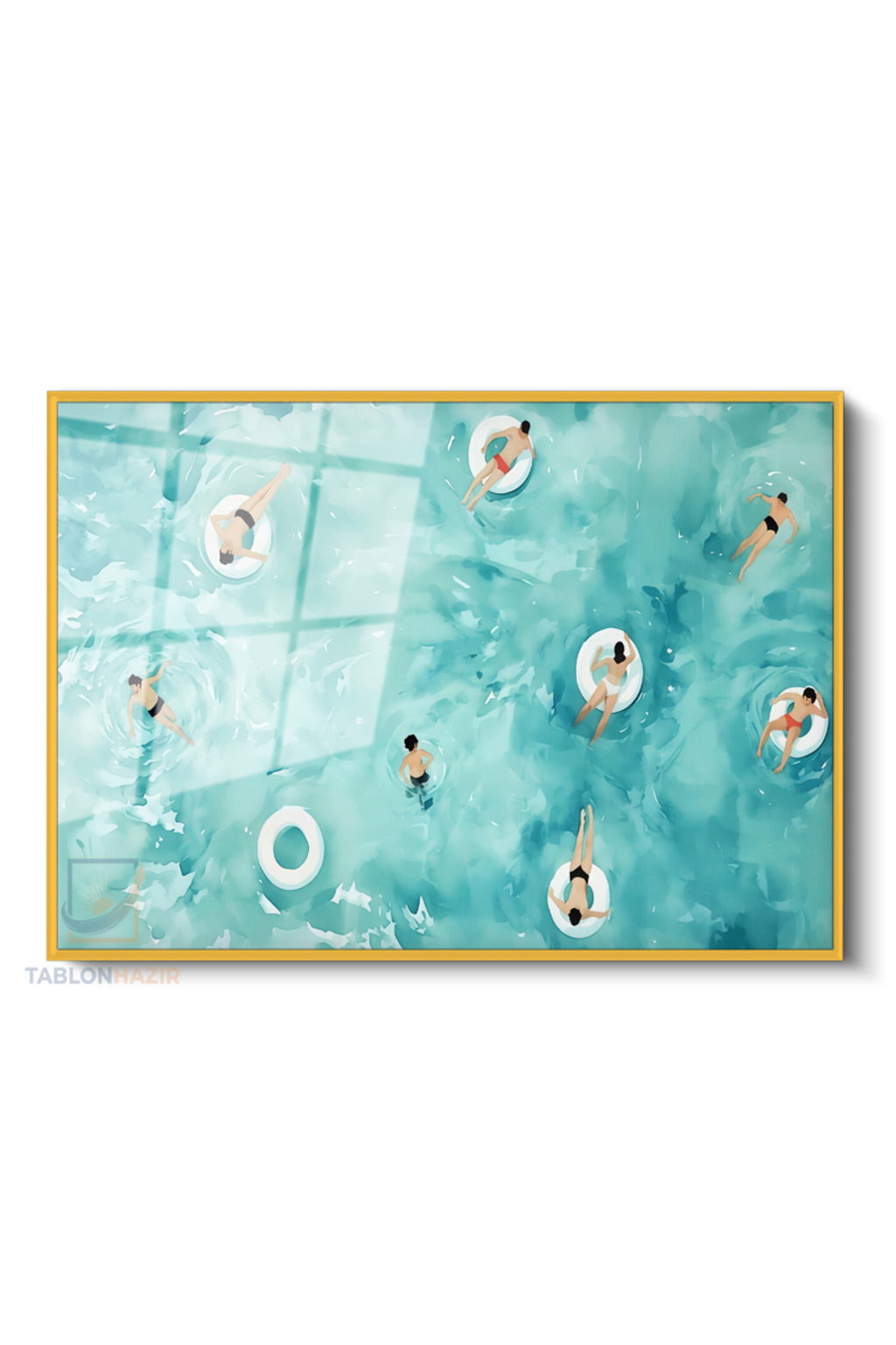 Çerçeveli Yatay Cam Tablo Salon Duvar Tablosu Yatay Cam Soyutyuzenınsanlar Ofis Tablosu
