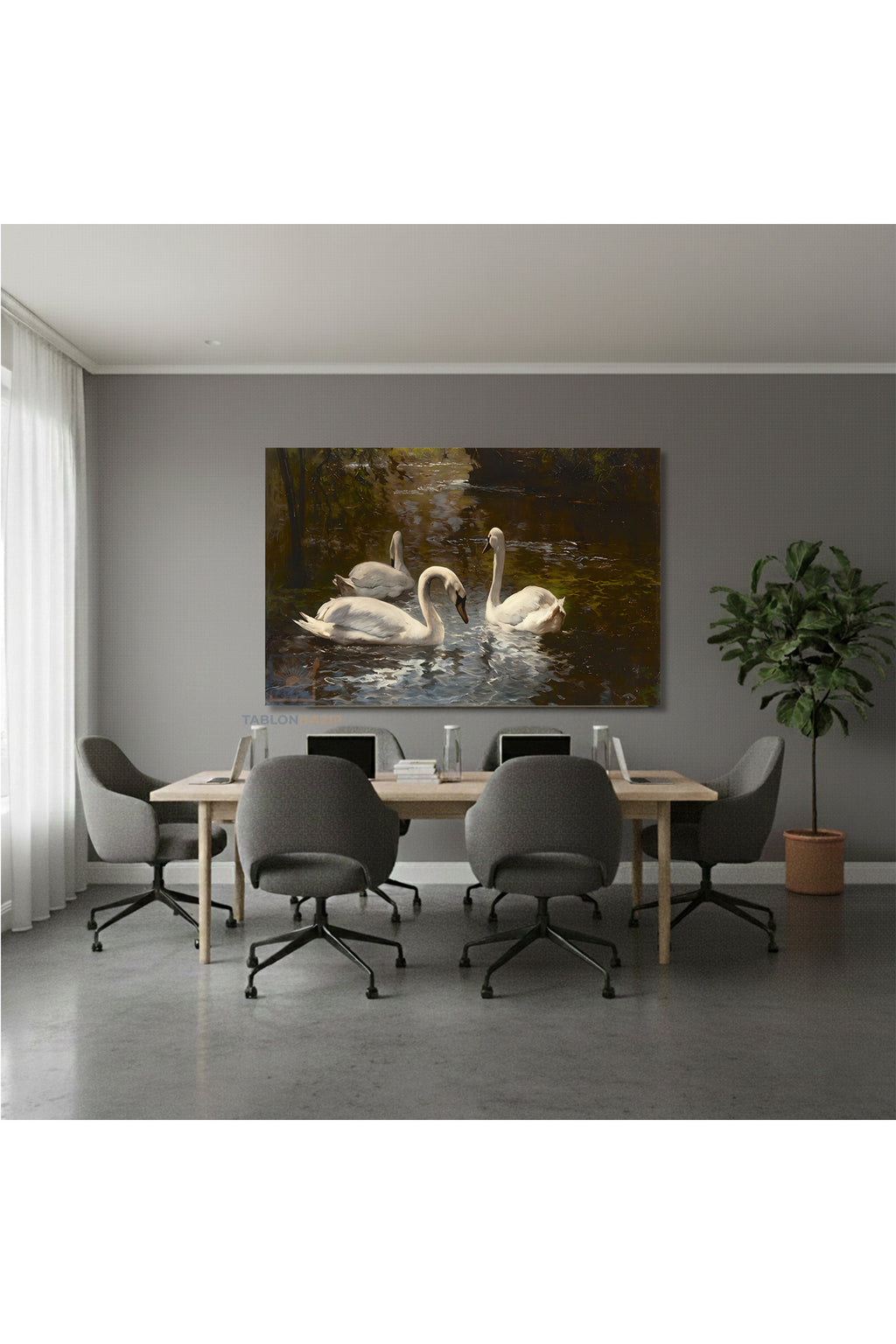 Yatay Kanvas Duvar Tablosu Beyazkugular Salon Tablosu Ofis Tablosu Yeni Ev Hediyesi Dekorasyon