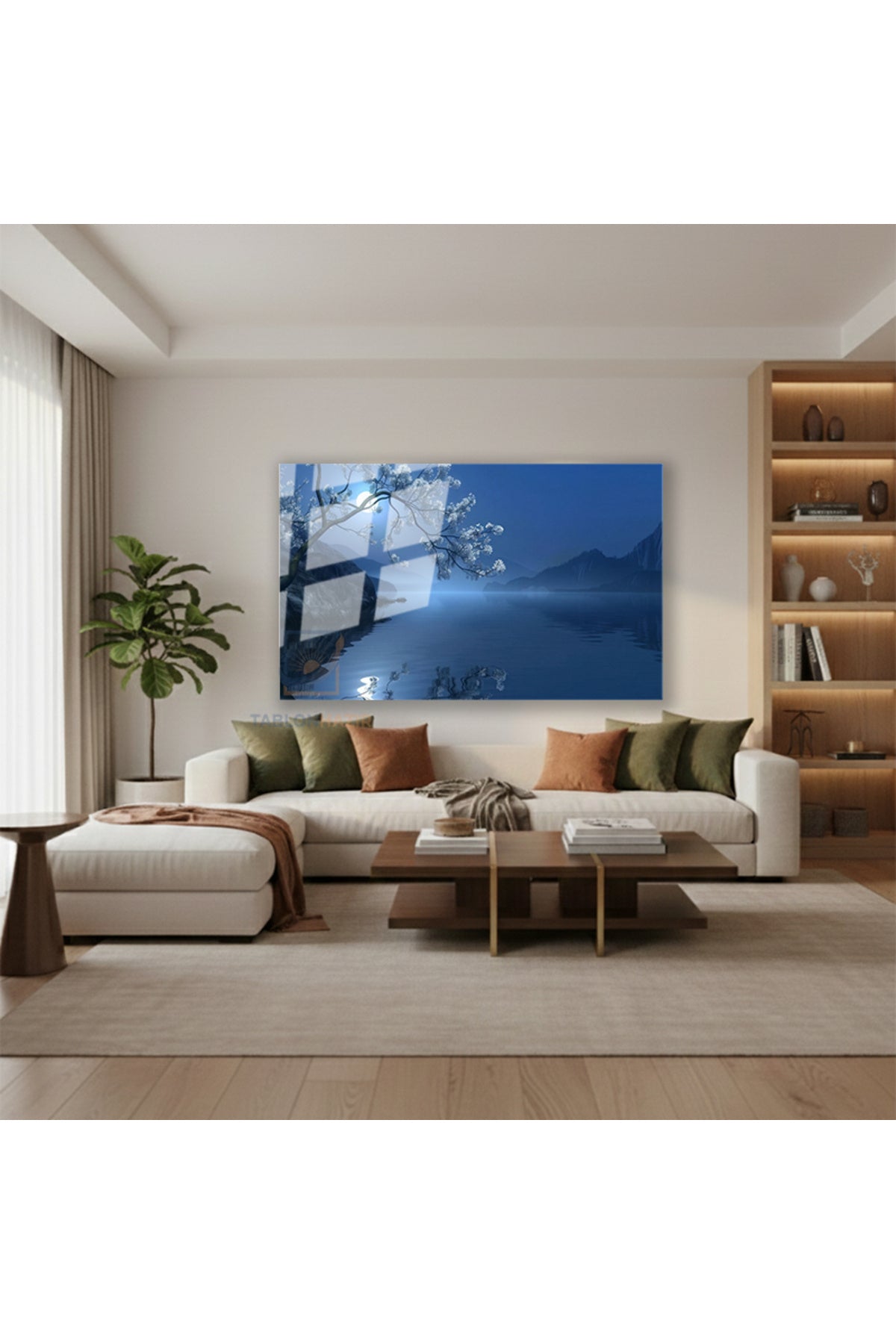 Yatay Cam Tablo Salon Duvar Tablosu Yatay Cam Gecedogamanzarasi Yeni Ev Hediyesi Ofis Tablosu