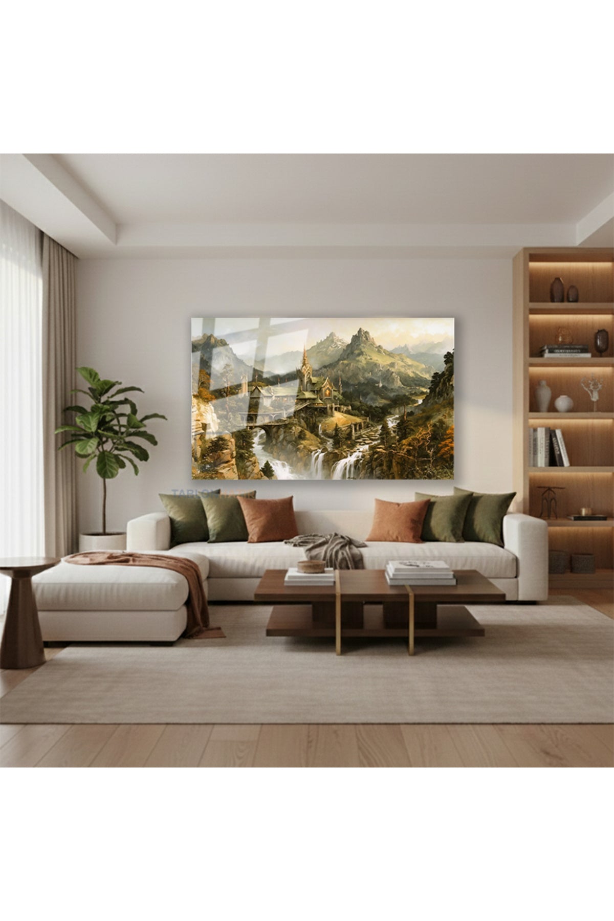Yatay Cam Tablo Salon Duvar Tablosu Yatay Cam Rivendell Lotr 3 Yeni Ev Hediyesi Ofis Tablosu