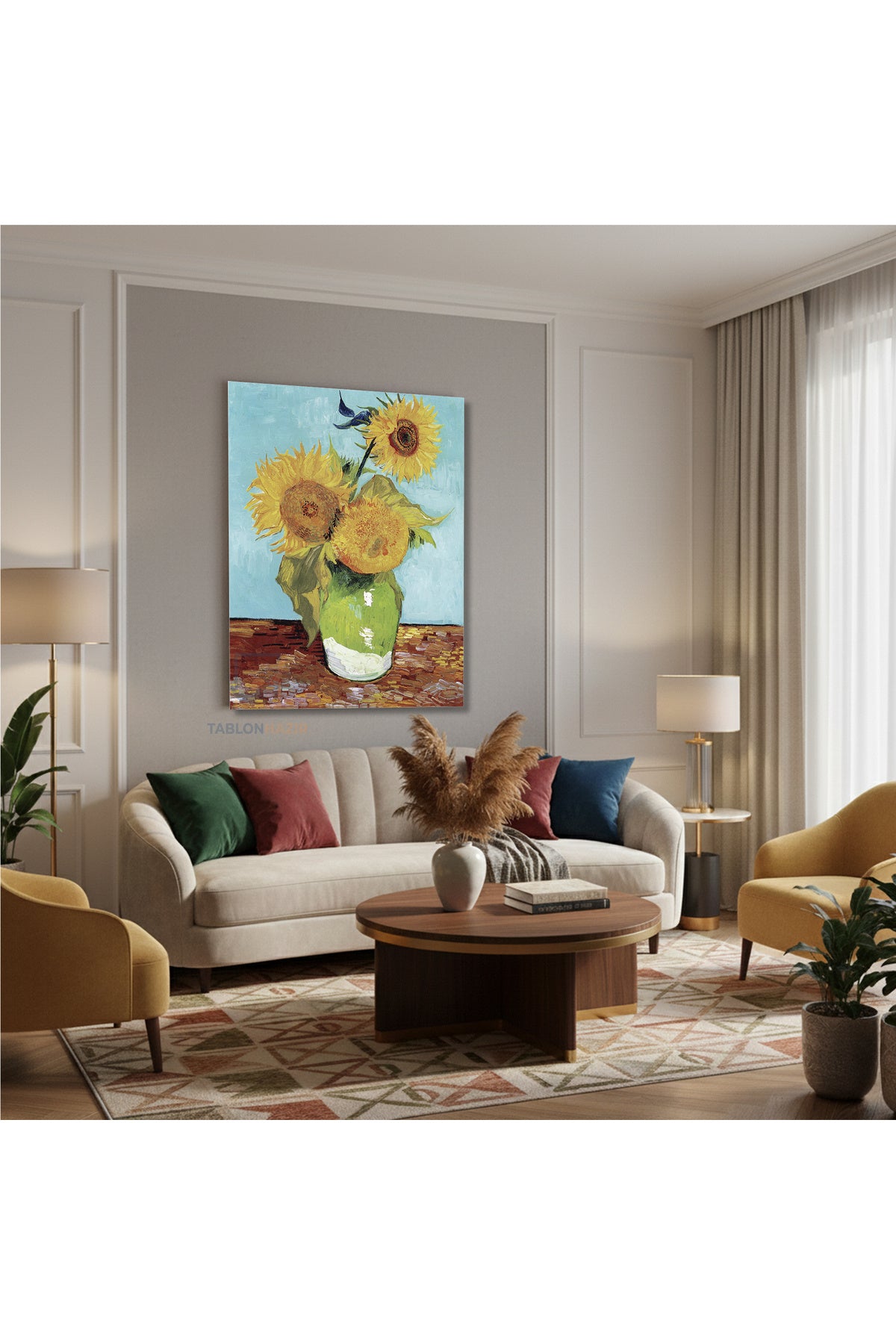 Dikey Kanvas Tablo Salon Duvar Tablosu Vangogh 101 Yeni Ev Hediyesi Ofis Tablosu