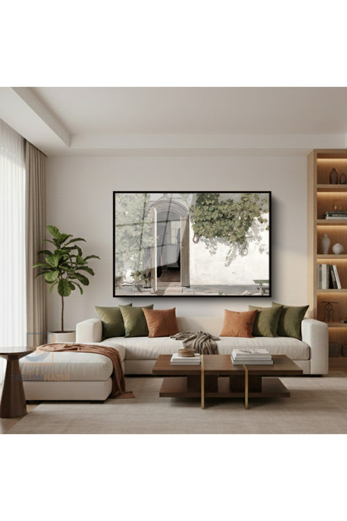 Çerçeveli Yatay Cam Tablo Salon Duvar Tablosu Yatay Cam Koyevi Yeni Ev Hediyesi Ofis Tablosu