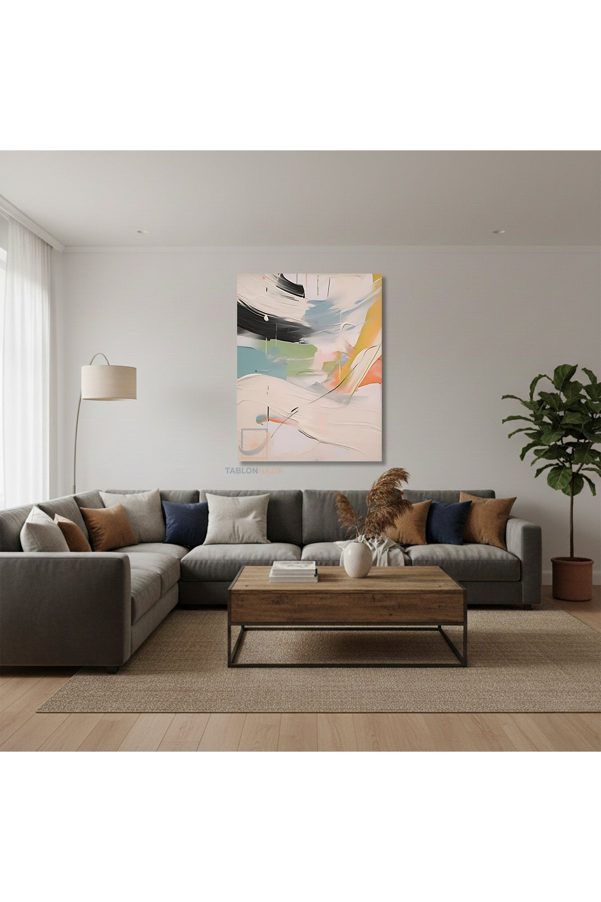 Dikey Kanvas Tablo Salon Duvar Tablosu Soyut 0043 3 Yeni Ev Hediyesi Ofis Tablosu