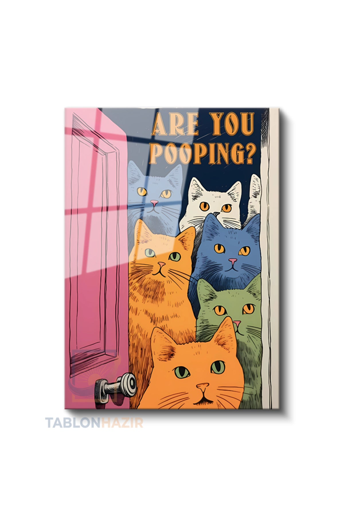 Dikey Cam Tablo Salon Duvar Tablosu Dikey Cam Kedilerr Yeni Ev Hediyesi Ofis Tablosu