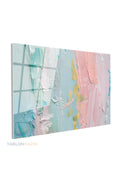 Yatay Cam Tablo Salon Duvar Tablosu Yatay Cam Pastel Renkler Soyut Yeni Ev Hediyesi Ofis Tablosu