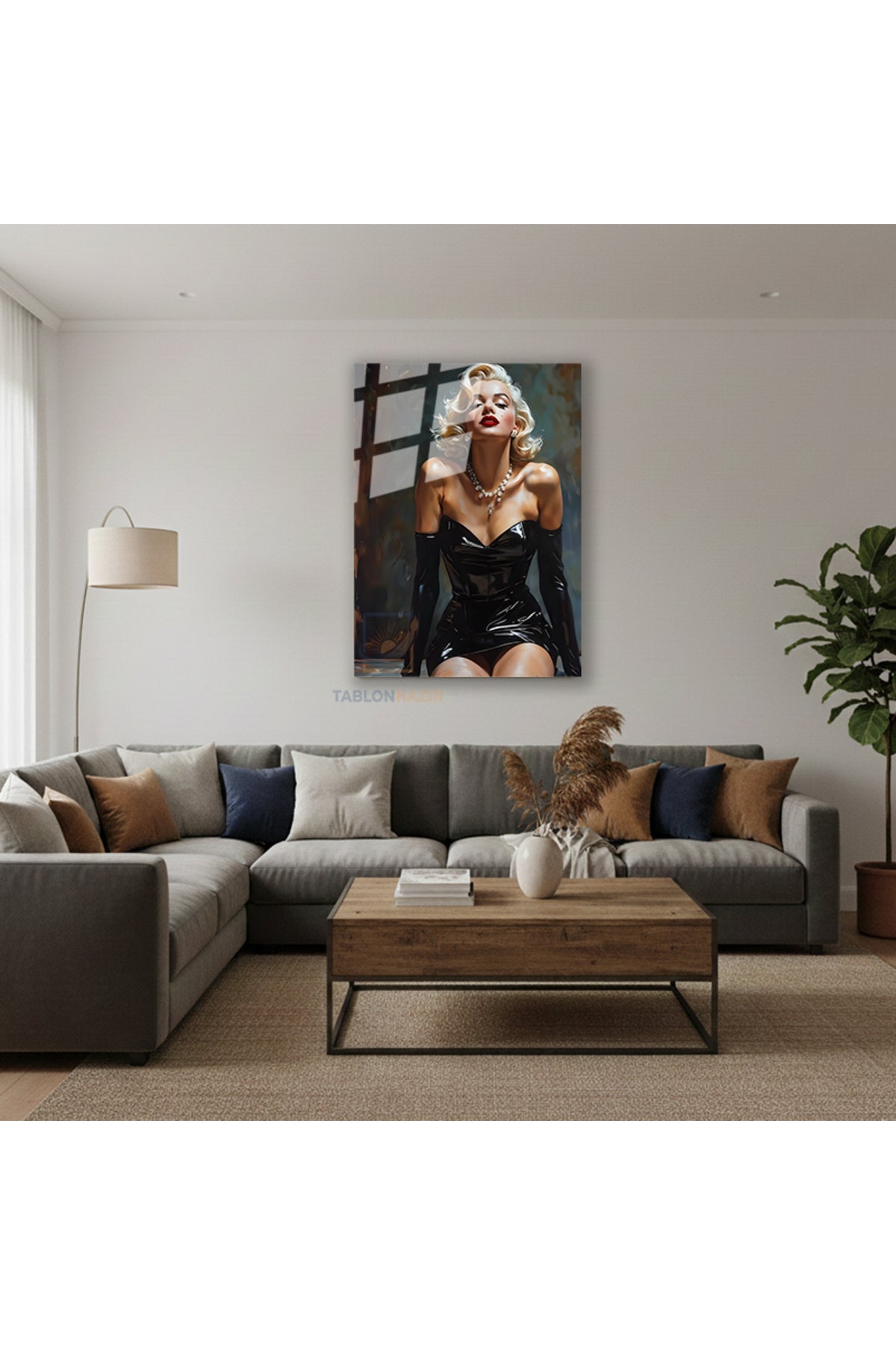 Dikey Cam Tablo Salon Duvar Tablosu Dikey Cam Mariliyn4 Yeni Ev Hediyesi Ofis Tablosu