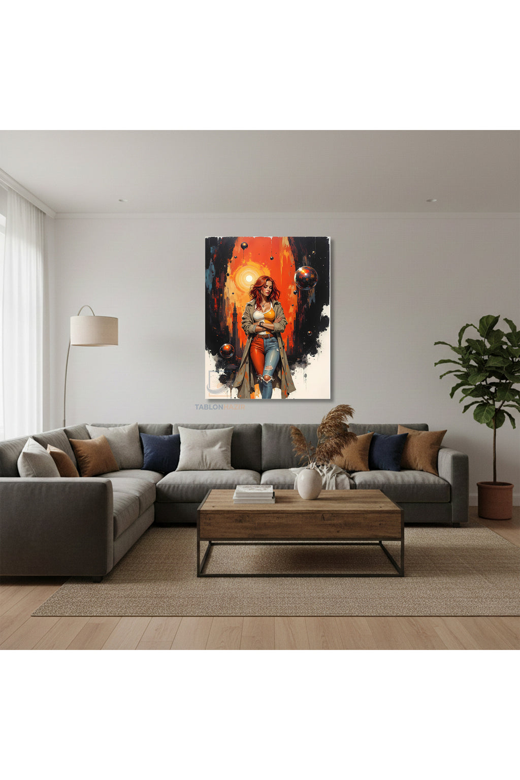 Dikey Kanvas Tablo Salon Duvar Tablosu Tarzkadın Yeni Ev Hediyesi Ofis Tablosu